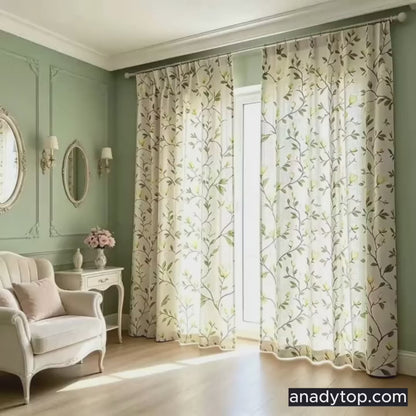 Spring Garden Magnolia Blossom Off‑White Curtains