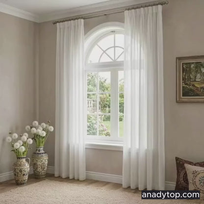 Organ White Vertical Striped Blinds Sheer Curtains