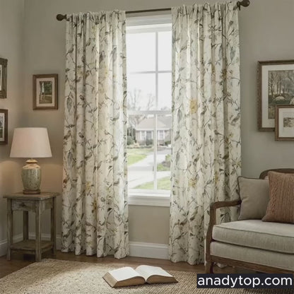 The Yellow Oriole on The Branch White Curtains Drapes