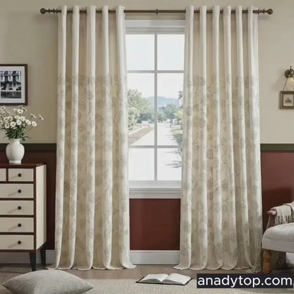 Natural Linen Rope Embroidery Flower Unique Curtains Drapes