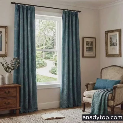 Silent Night Sparkle Drapes Teal Blue Geometric Curtains