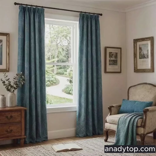 Silent Night Sparkle Drapes Teal Blue Geometric Curtains