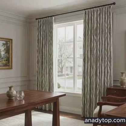 Urban Modern Charcoal Wavy Stripe Curtains