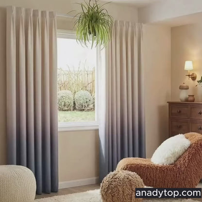 Grey Purple Ombre Curtains Polyester Drapes for Living Room