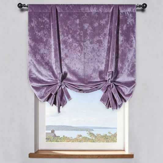 Mauve Panne Crushed Velvet Balloon Shade Curtains and Drapes