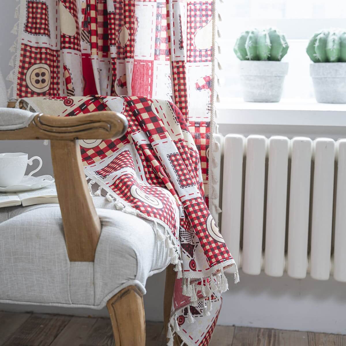 Red christmas kitchen curtains rustic drapes for sliding glass door