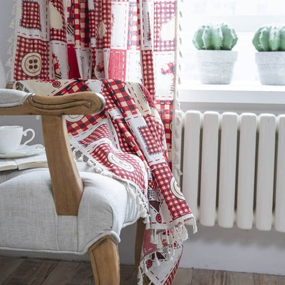 Red christmas kitchen curtains rustic drapes for sliding glass door