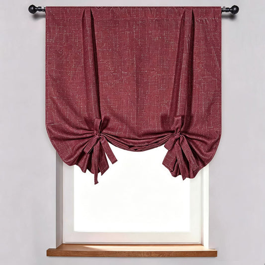 Red Rough Grainy Texture Balloon Shade Curtains