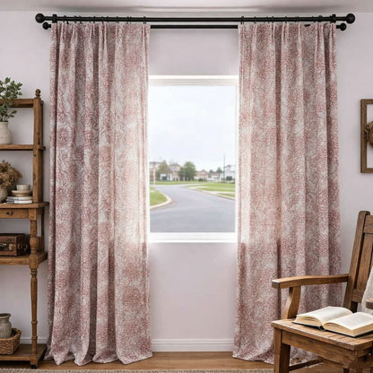 Red Line Art Peony Curtains Art Line Drawing Flower Window Drapes