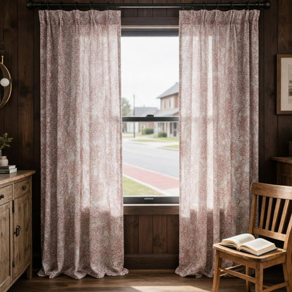 Red Line Art Peony Curtains Art Line Drawing Flower Window Drapes