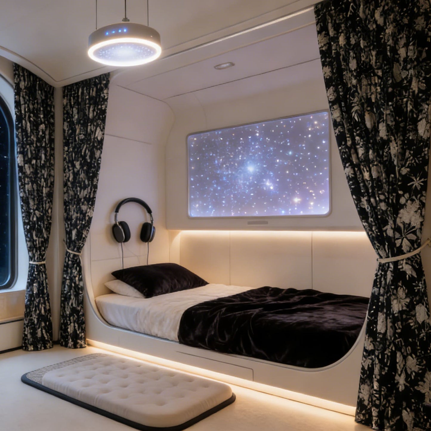 Blackout Retro American Design Chenille Jacquard Black Curtains White Floral