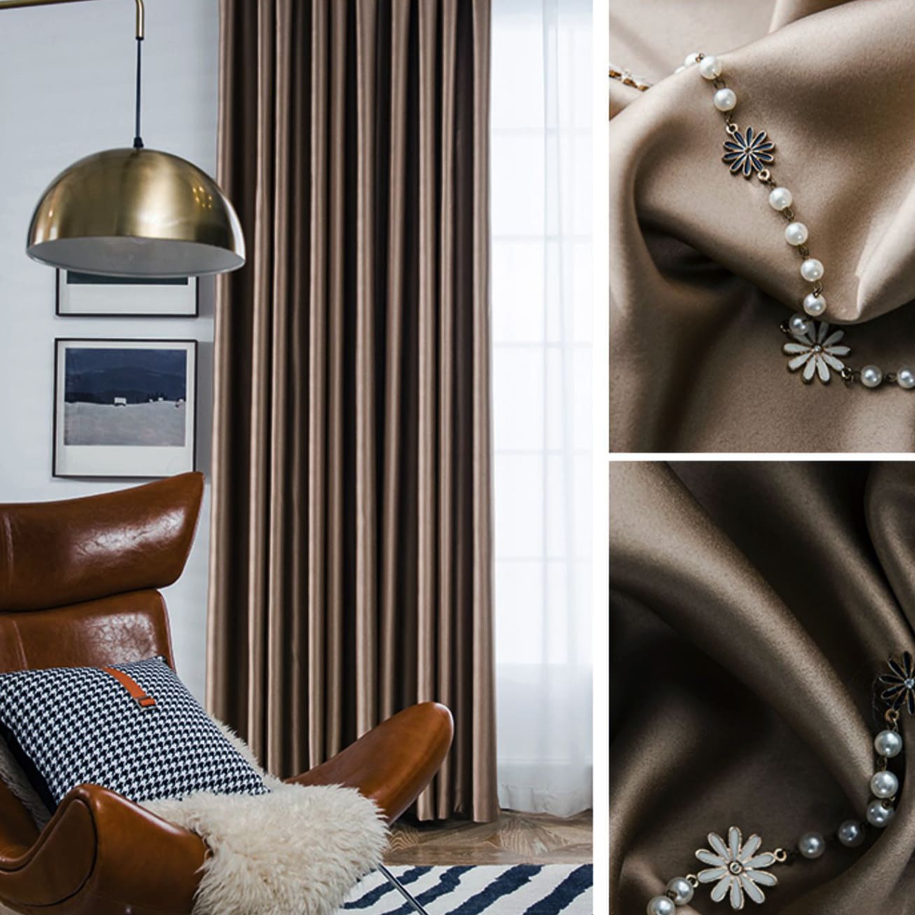 Rich Taupe Elegance Balloon Shade Blackout Curtains