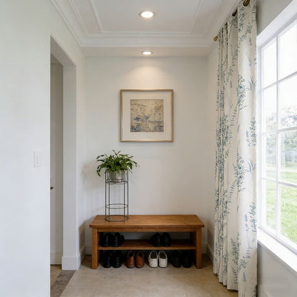 Teal Blue Sage Curtains Natural Linen Blend Drapes