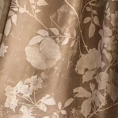 Warm Taupe French Country Antique Floral Curtain Panels