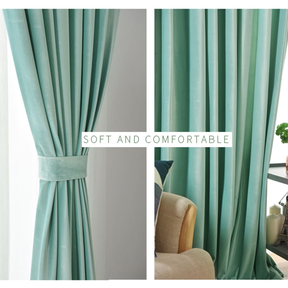 Luxury Mint Green Velvet Curtains 108 Inches Long Thermal Insulated Drapes