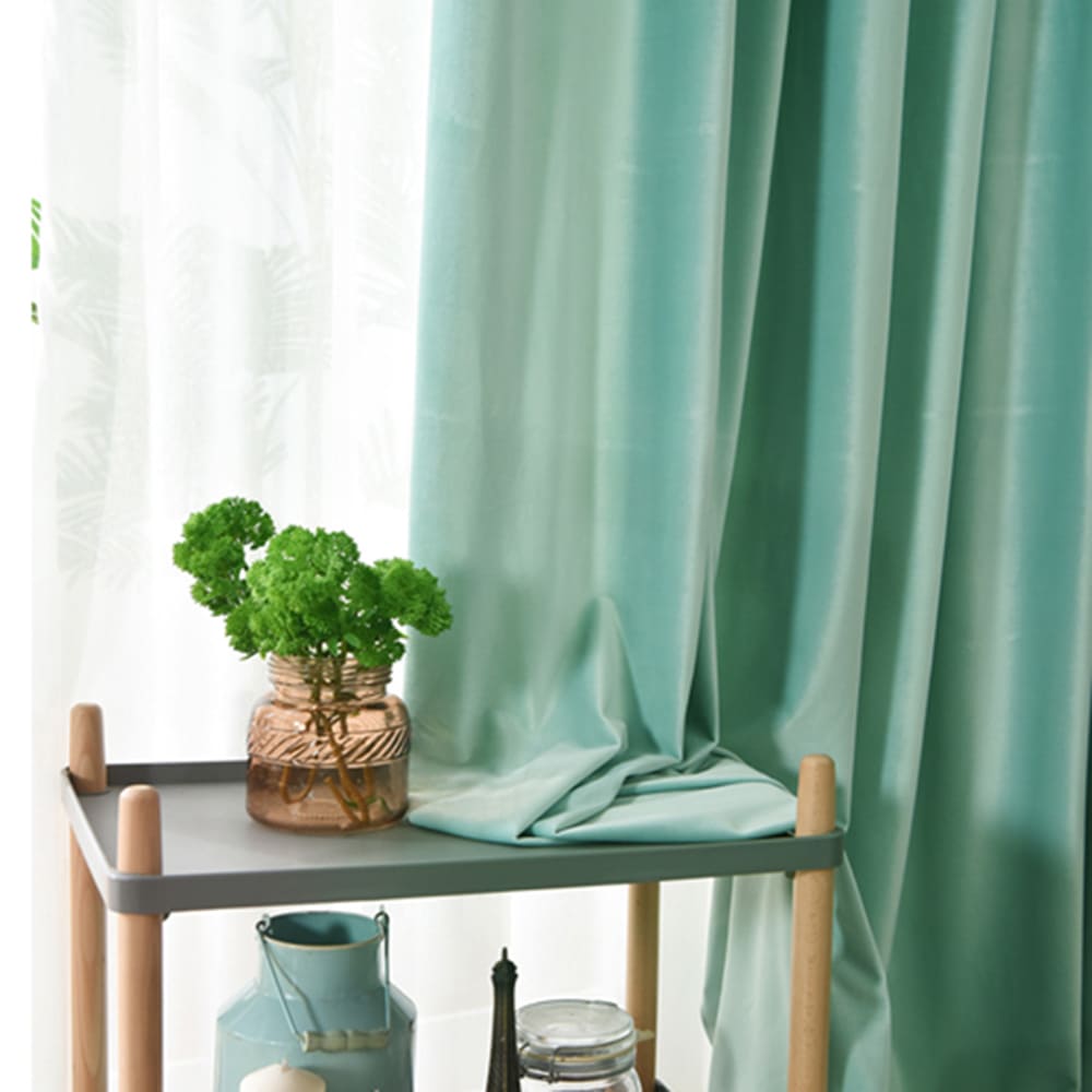 Luxury Mint Green Velvet Curtains 108 Inches Long Thermal Insulated Drapes
