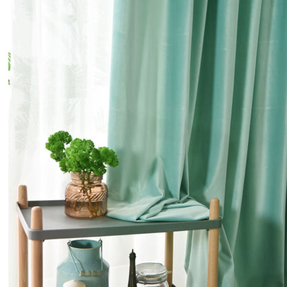 Luxury Mint Green Velvet Curtains 108 Inches Long Thermal Insulated Drapes