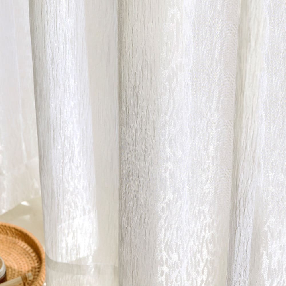 Chic Gleaming White Wave Sheer Pinch Pleat Curtain with Subtle Sparkle