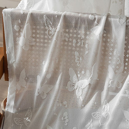 3D Relief Butterfly Ethereal White Sheer Curtains Pinch Pleat Voiles
