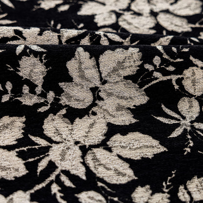 Blackout Retro American Design Chenille Jacquard Black Curtains White Floral