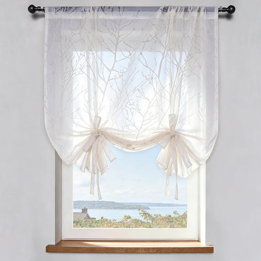 Branch Tree White Balloon Shade Sheer Curtains