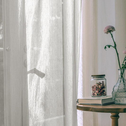 French Luxury Sunshine Snow White Sheer Curtains Window Drapes
