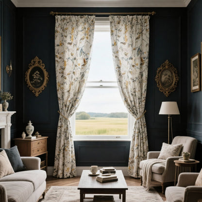 The Yellow Oriole on The Branch White Curtains Drapes