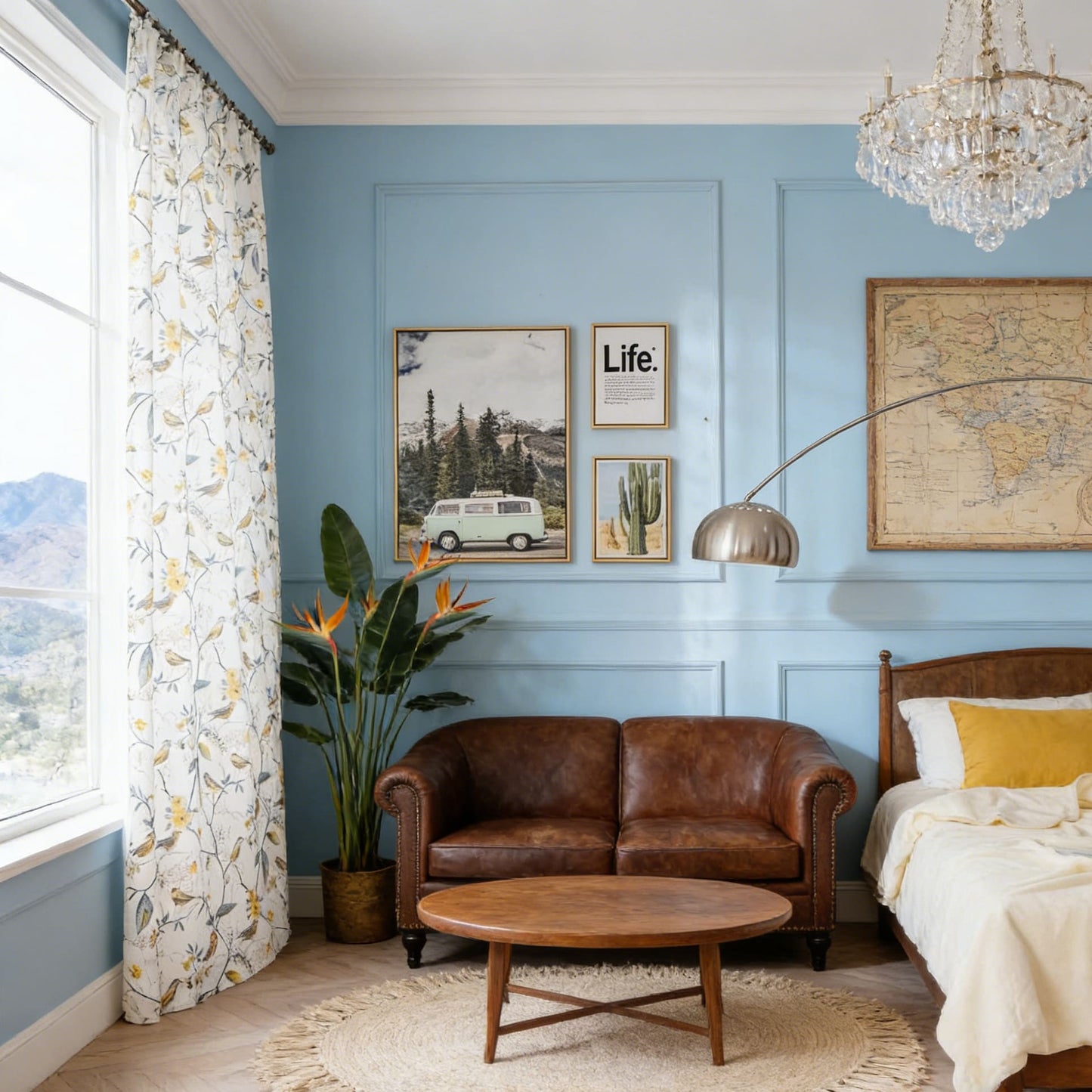 The Yellow Oriole on The Branch White Curtains Drapes