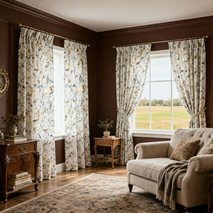 The Yellow Oriole on The Branch White Curtains Drapes