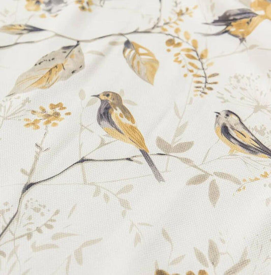 Housse de coussin oiseaux gris jaune, 1 lot de 2 taies d'oreiller