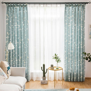 White Plum Curtains for Living Room Decro Blue Drapes 2 Panels - Anady Top Space Design