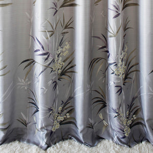 Grey Bamboo Leaf Curtains for Bedroom/Living Room 2 Panels Drapes - Anady Top Space Design