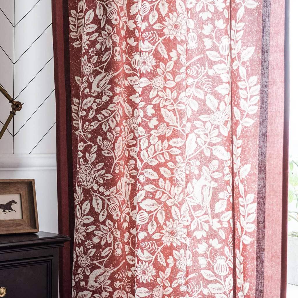 Bohemia white leaf flower bird kitchen curtains light blocking window drapes