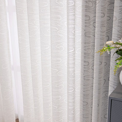 Beige Flowing Cloud Pattern Sheer Curtains Art Voile