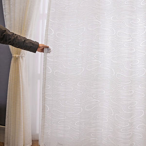 Beige Flowing Cloud Pattern Sheer Curtains Art Voile