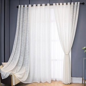 Beige Flowing Cloud Pattern Sheer Curtains Art Voile