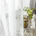 Beautiful White Flower Jacquard Sheer Curtains For Living Room