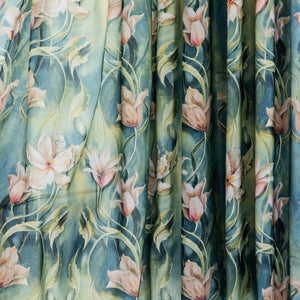 Beautiful Flowers in Green Rainforest Curtains Art Painting Drapes for Living Room