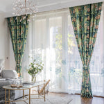 Beautiful Flowers in Green Rainforest Curtains Art Painting Drapes for Living Room
