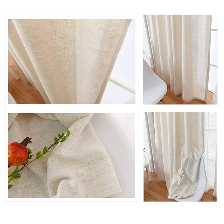 Beige Natural Linen Curtains Drapes for Living Room 2 Panels - Anady Top Space Design