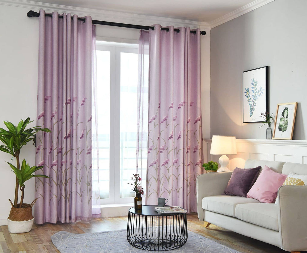 beautiful purple reed grommet curtains for living room window drapes