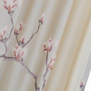 High-end Embroidered Magnolia Flower Ivory Curtains Gorgeous Drapes