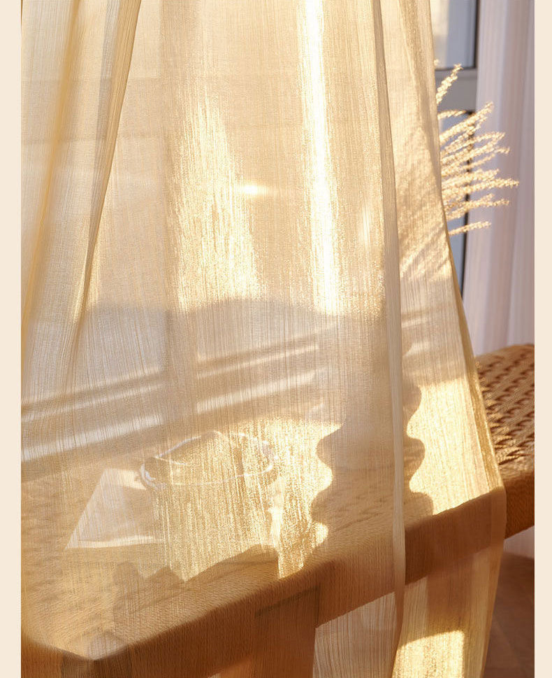 Sunshine Beige Sheer Curtains Living Room Drapes For 2 Panels