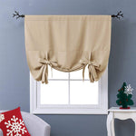 Solid Beige Tie Up Adjustable Balloon Roman Shade for Window