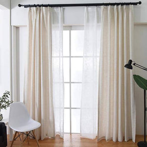 Beige Natural Linen Curtains Drapes for Living Room 2 Panels - Anady Top Space Design