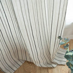 White Black Striped Voile Linen Sheer For Living Room 2 Panels Pinch Pleat / 2P(42W 63L)