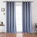 Cotton Soft Blue Curtains Small Texture Block Drapes 2 Panels for Bedroom - Anady Top Space Design
