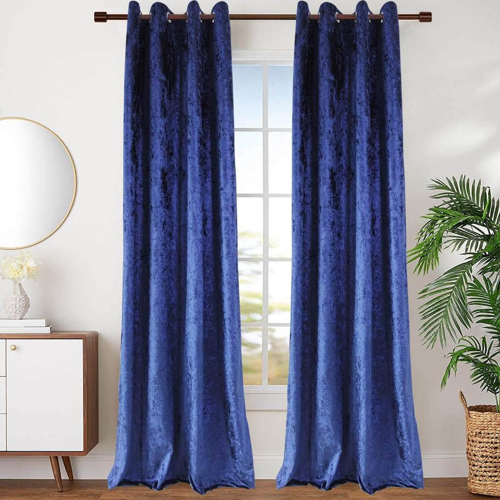 blue velvet curtains living room thermal window drapes for sale