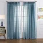 Blue Linen Sheer Curtains for Living Room 2 Panels – Anady Top