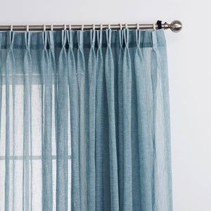 Anady Top Blue Linen Sheer Curtains for Living Room 2 Panels - Anady Top Space Design